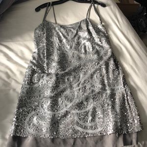 NWOT BCBG silver sequin dress